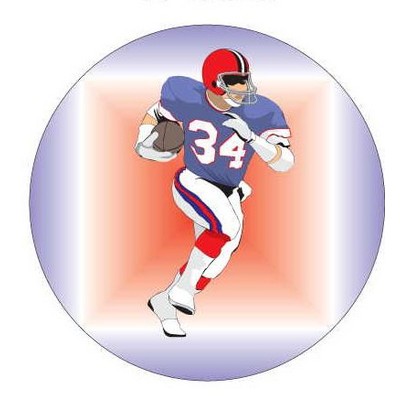 Football Player Round Badge w/ Bar Pin (2.5" Diameter)