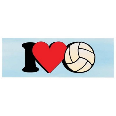 I Love Volleyball Panoramic Badge w/ Bar Pin (1 5/8"x4 5/8")