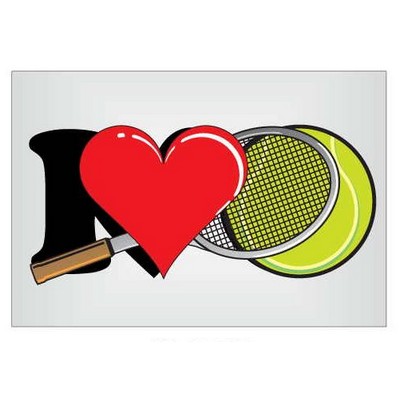 I Love Tennis w/ Racket Metal Rectangle Photo Magnet (2"x3")