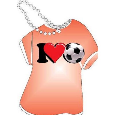 I Love Soccer Promotional T-Shirt Key Chain w/ Black Back (4 Square Inch)