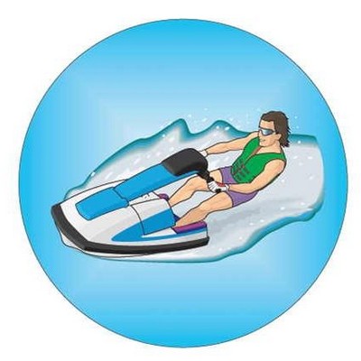 Jet Ski Metal Round Photo Magnet (2 1/2" Diameter)