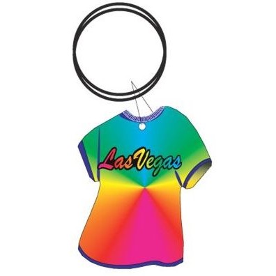 Las Vegas T-Shirt Key Chain w/Clear Mirrored Back (4 Square Inch)