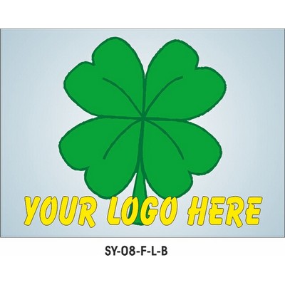 Four Leaf Clover Rectangle Badge w/ Bar Pin (2.5"x3.5")