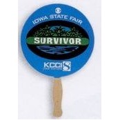 Round Hand Fan w/Wooden Handle (7" Diameter )
