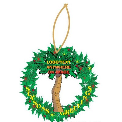 Palm Tree Promotional Wreath Ornament w/ Black Back (4 Square Inch)