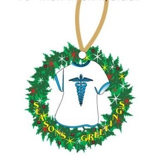 Caduceus T-Shirt Promotional Wreath Ornament w/ Black Back (4 Square Inch)
