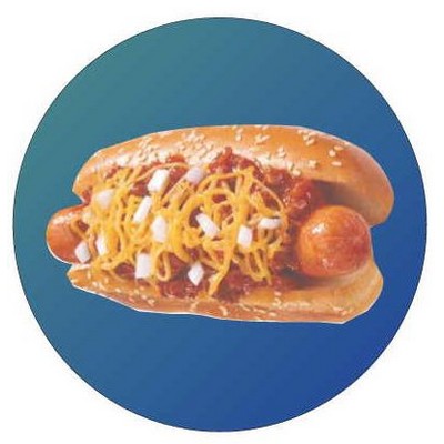 Chili Cheese Dog Round Metal Photo Magnet (2 1/2")