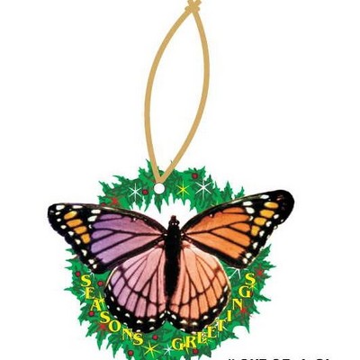 Purple & Pink Butterfly Wreath Ornament w/ Mirrored Back (4 Square Inch)
