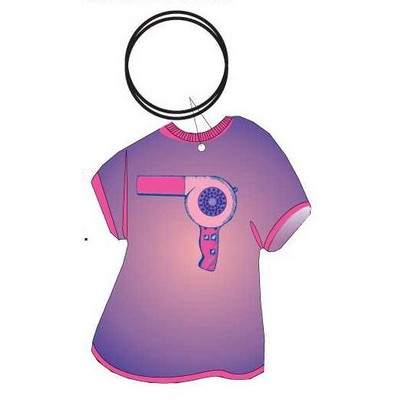 Hair Dryer T Shirt Keychain w/Mirror Back (4 Square Inch)