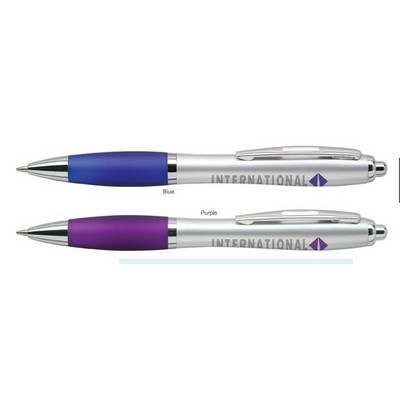 Plastic Collection Click Action Pen w/Silver Barrel