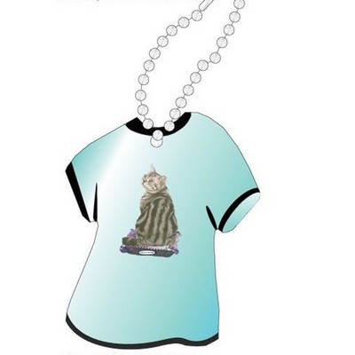 American Shorthair Cat T Shirt Key Chain w/ Black Back (4 Square Inch)