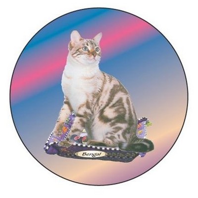 Bengal Cat Round Badge w/ Bar Pin (2 1/2" Diameter)