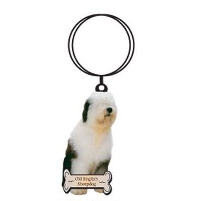 Sheepdog Keychain w/Mirrored Back (2 Square Inch)