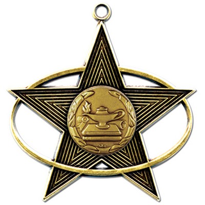 Stock All-Star 3" Medal- Lamp of Knowledge