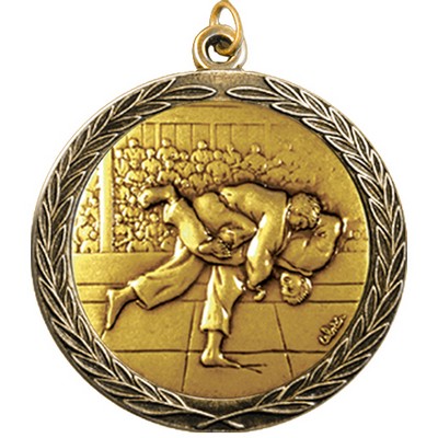 Stock Medal w/ Round Edge & Wreath (Judo) 2 1/2"