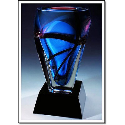 Glaze Fusion Vase w/ Marble Base (5"x5"x10")