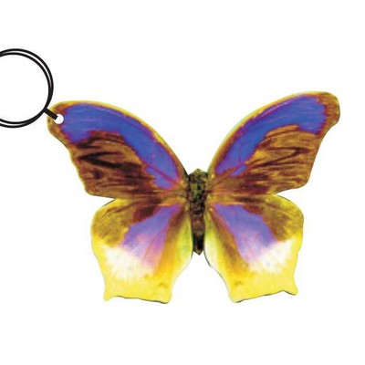 Purple & Yellow Butterfly Keychain w/Mirrored Back (10 Square Inch)