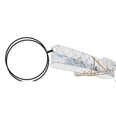 White Bi-Plane Executive Keychain w/Mirrored Back (10 Square Inch)