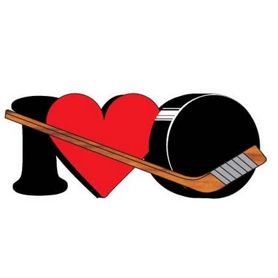 I Love Hockey Magnet w/ Full Magnetic Back (10 Square Inch)