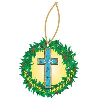 Blue Cross Promotional Wreath Ornament w/ Black Back (2 Square Inch)