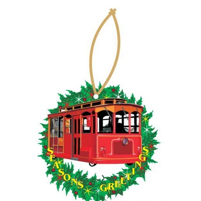 Cable Car Executive Wreath Ornament w/ Mirrored Back (2 Square Inch)