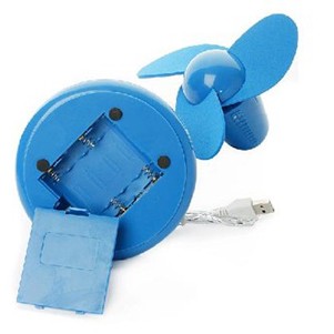 Blue USB Mini Desk Fan w/ 3 Blades