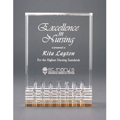 Acrylic Mirage Gold Reflective Award w/ Faceted Bottom 4 1/2"X6"