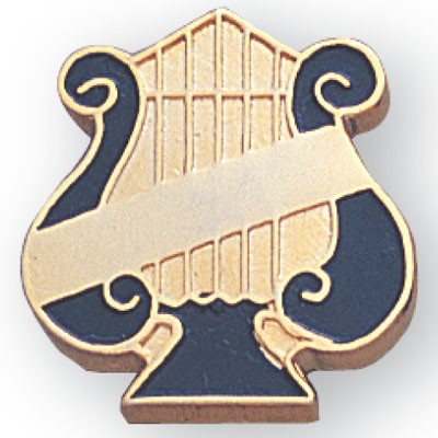 1" Music Lyre w/Plain Bar Enameled Scholastic Award Pin