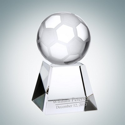 Soccer Optical Crystal Award w/ Short Base