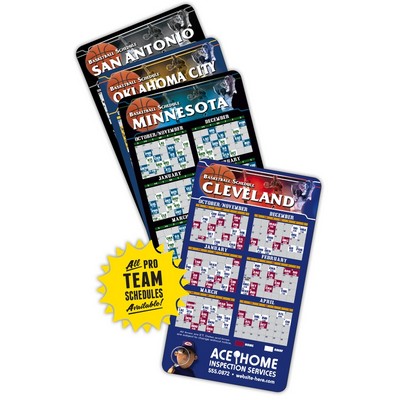 Magnet Sport Schedules - 3.5x6 Basketball Round Corners 40 Mil Outdoor Safe