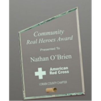 Economy Jade Glass Slant Top Rectangle Plaque (5"x7")