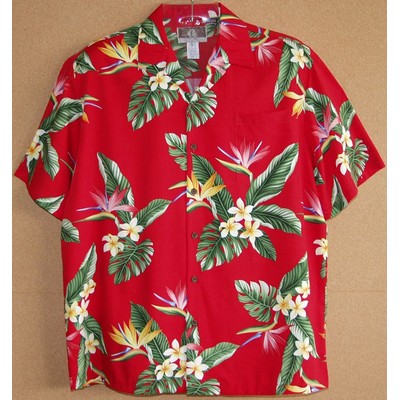 Hawaiian Shirt (DEEP INVENTORY) - 100% Silky Rayon Tropical Print w/ Genuine Coconut Buttons (S-3XL)