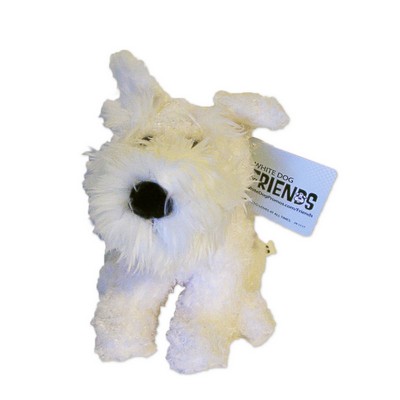 Custom Plush White Dog with Red Ribbon