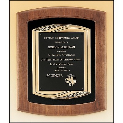 Maroon Velour Walnut Frame Plaque with Antique Bronze Frame