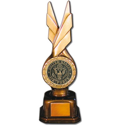 Stock Phoenix 9" Trophy with 2" US Air Force and Engraving Plate
