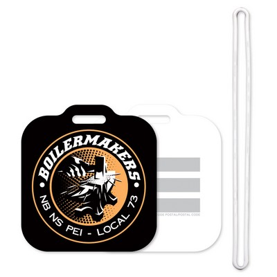 Luggage Tag (2 1/2" x 2 3/4") Mini Square Spot Color Front Imprint with 6" Loop