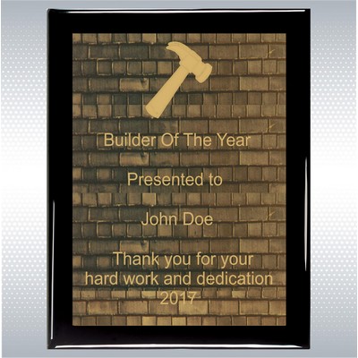 Black Piano Plaque w/Black Brick Design Plate (8" x 10")