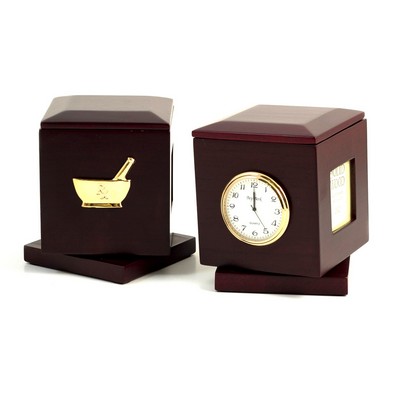 "Pharmacy" Desk Cube w/Clock & Frame