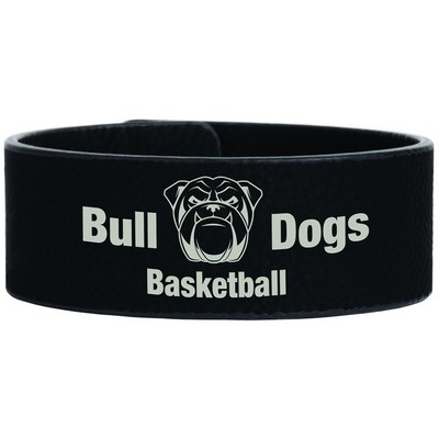 Black/Silver Leatherette Bracelet (9.5" x 1")