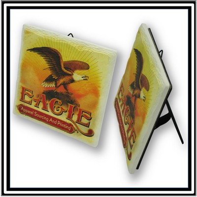 Custom Printed Square Layered Edge Stone Coaster with Easel Backing-Basic Print