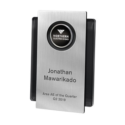 Layered Acrylic Plaque w/Black Back and Circle-Cutout Silver Plate (Includes 2 locations)