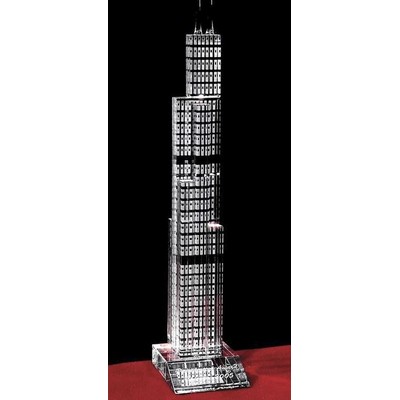 Crystal Willis Tower (Sears Tower) Sculpture w/Customization (8")