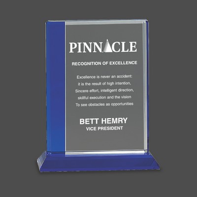 Blue Edge Crystal Award on Blue Base (6½"x8")