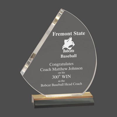 Gold Reflection Sail Acrylic Award w/6" Gold Mirror Base