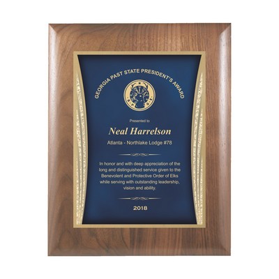 Walnut Plaque w/Blue Showtime Plate (8"x10")