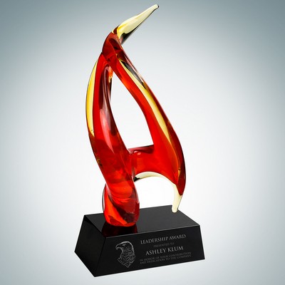 Art Glass Inferno Award w/ Black Base
