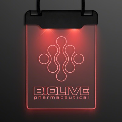 LAZER ENGRAVED - Red Space Glow Light Badge Necklace