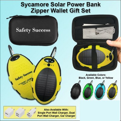 Sycamore Solar Power Bank Zipper Wallet Gift Set 5000 mAh - Yellow