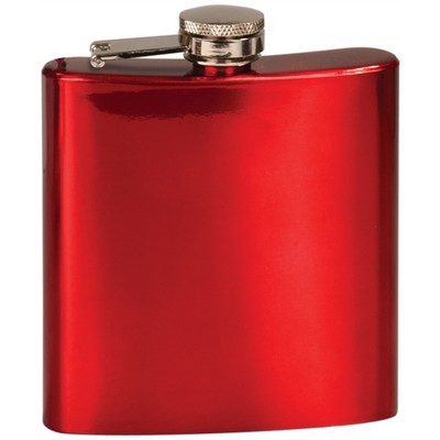 6 Oz. Gloss Red Stainless Steel Flask