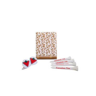 Gold Stand Pillow Box w/ 15 Golf Tees + 2 Ball Markers